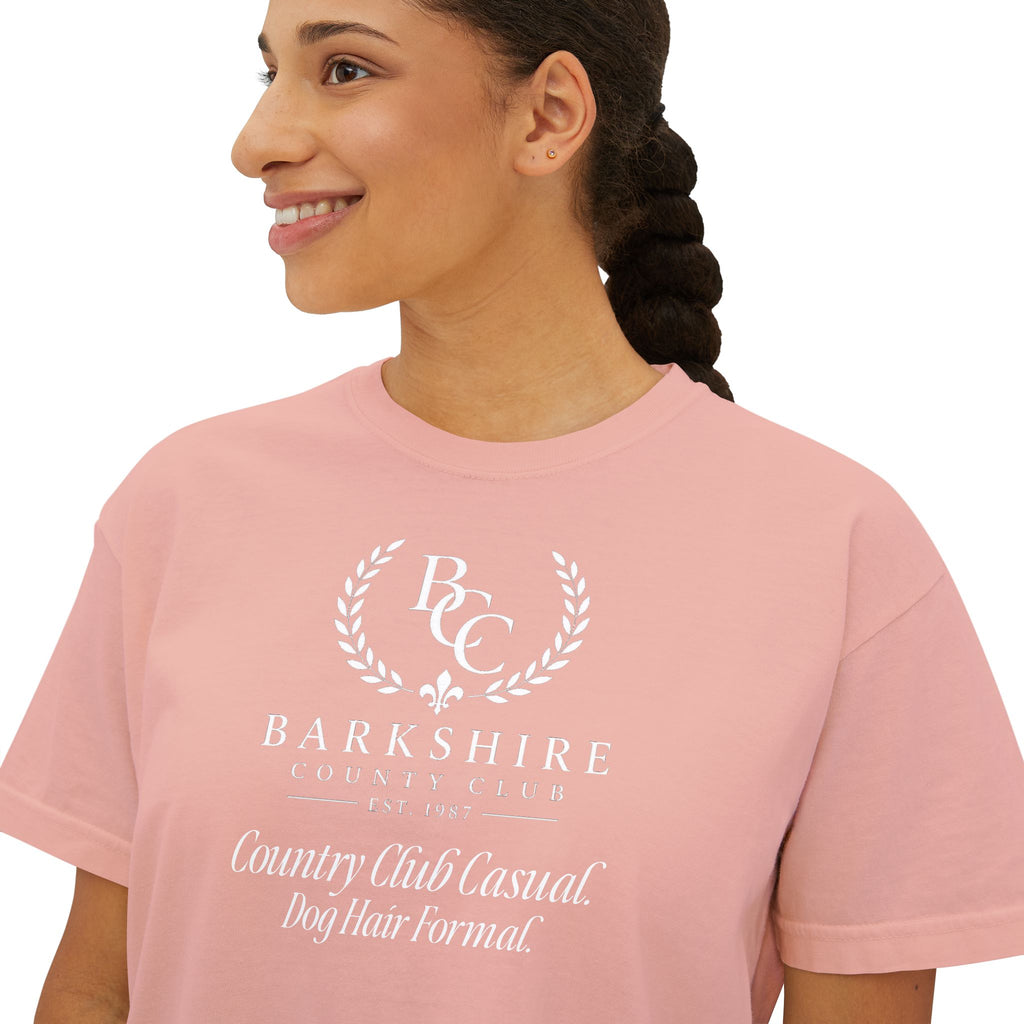Barnshire CC "Champagne Dogs" Boxy Tee — Cute Dogs & Oysters Graphic