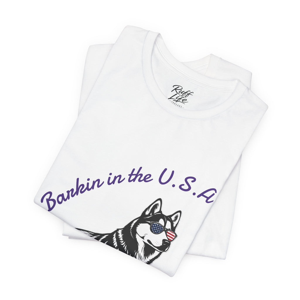 Barkin' in the USA Dog T-Shirt — Funny Patriotic Pup Tee