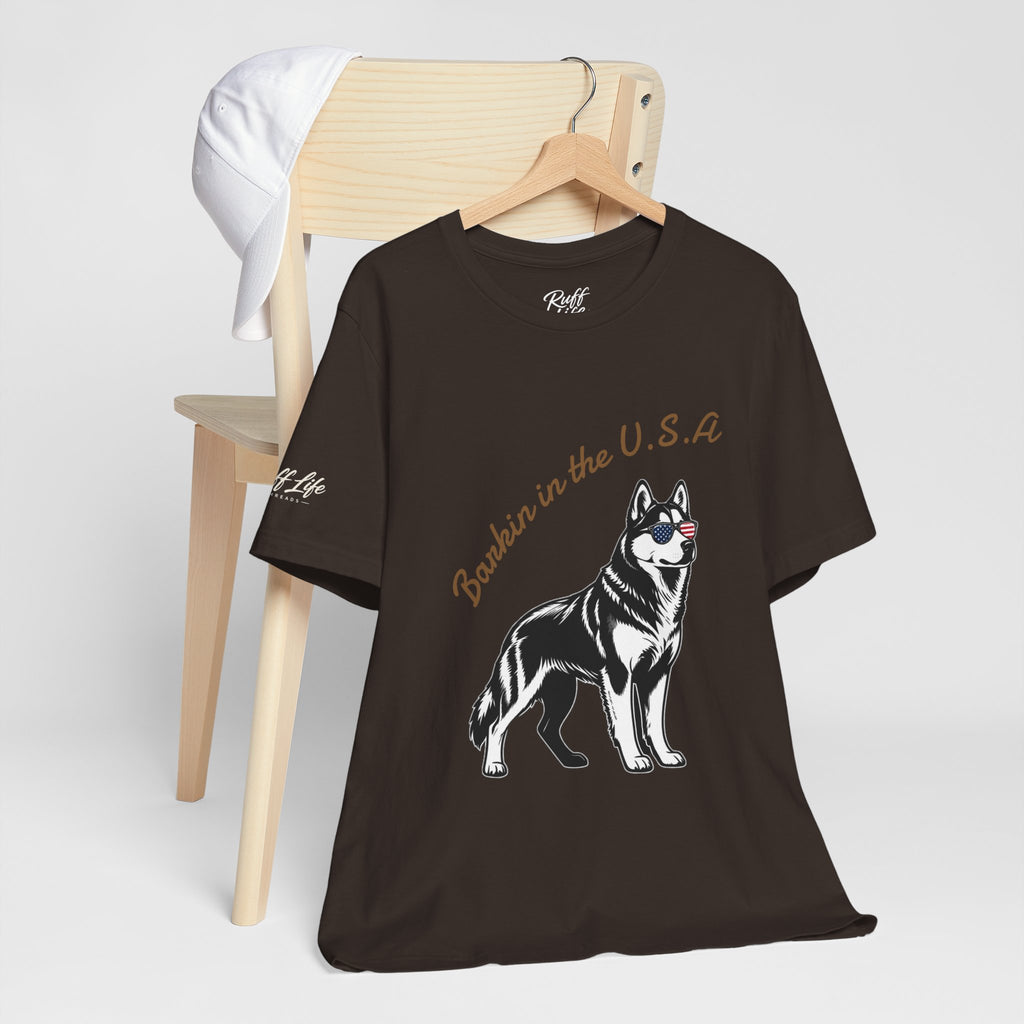 Barkin' in the USA Dog T-Shirt — Funny Patriotic Pup Tee