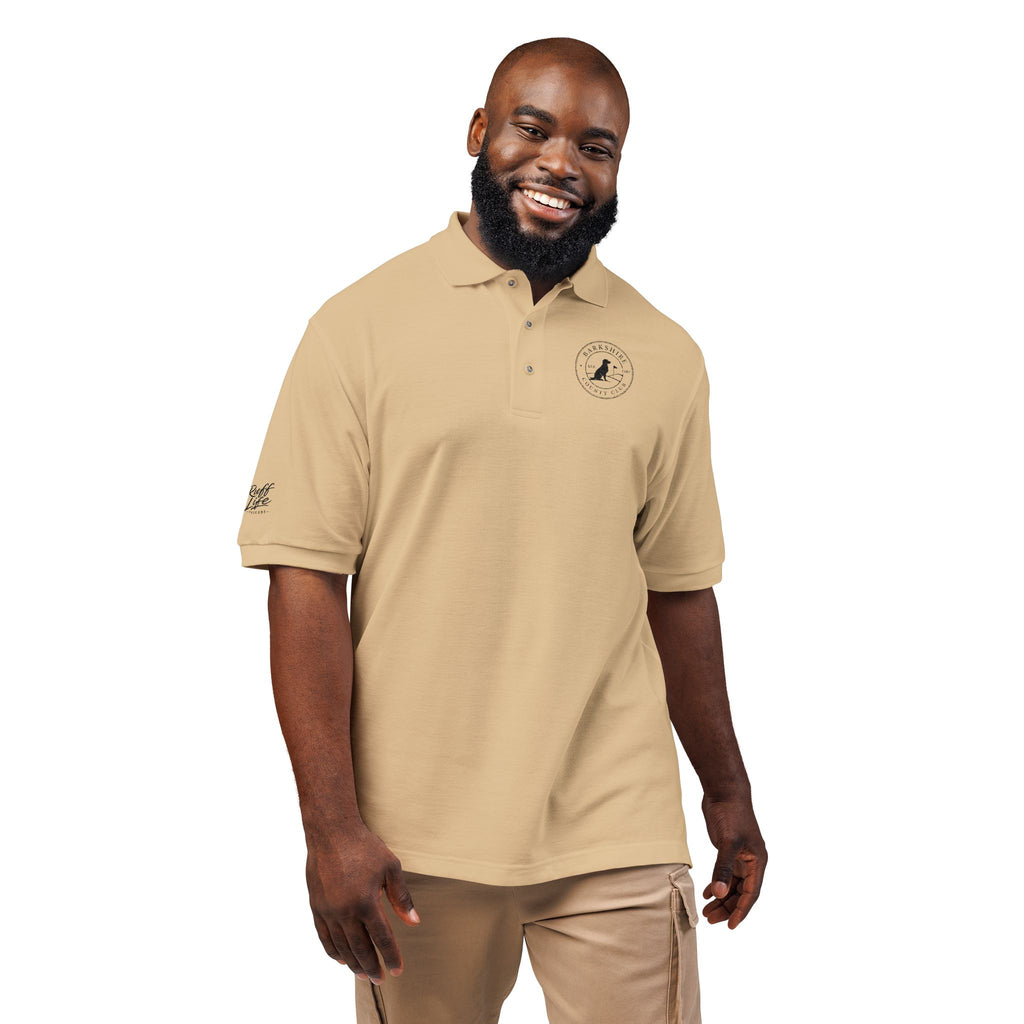 Embroidered "Barkshire Country Club" Golf Polo Shirt — Classic Short-Sleeve Collared Tee