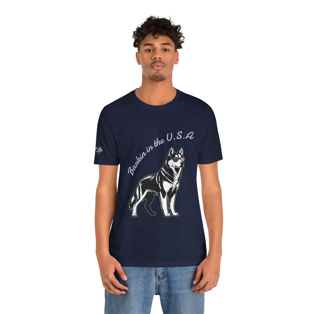 Barkin' in the USA Dog T-Shirt — Funny Patriotic Pup Tee