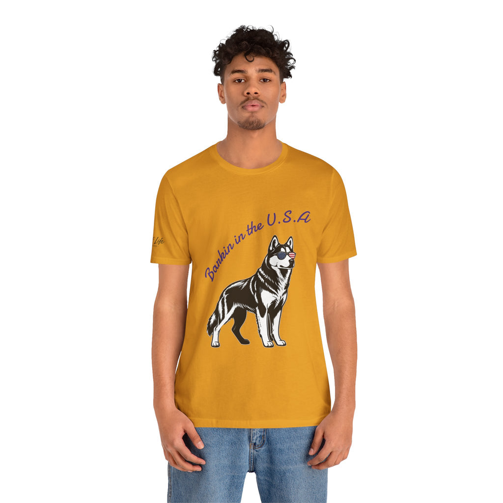 Barkin' in the USA Dog T-Shirt — Funny Patriotic Pup Tee