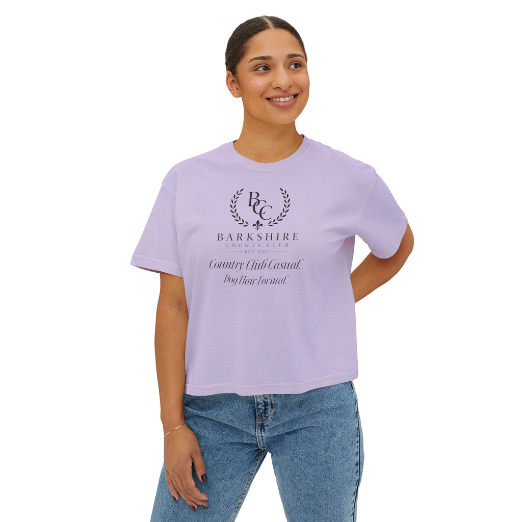 Barnshire CC "Champagne Dogs" Boxy Tee — Cute Dogs & Oysters Graphic