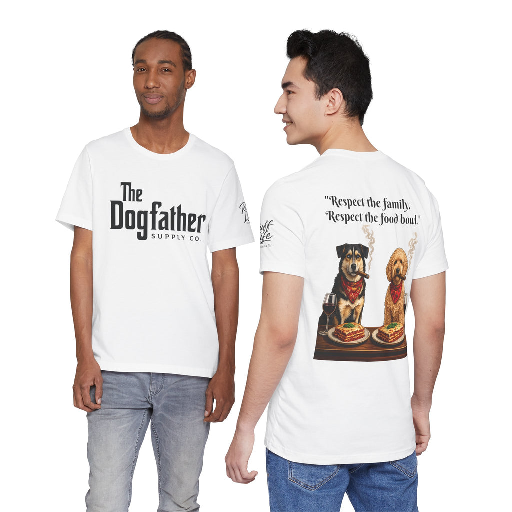 Dogfather T‑Shirt — "Respect the Family, Respect the Food Bowl" Funny Dog Graphic Tee