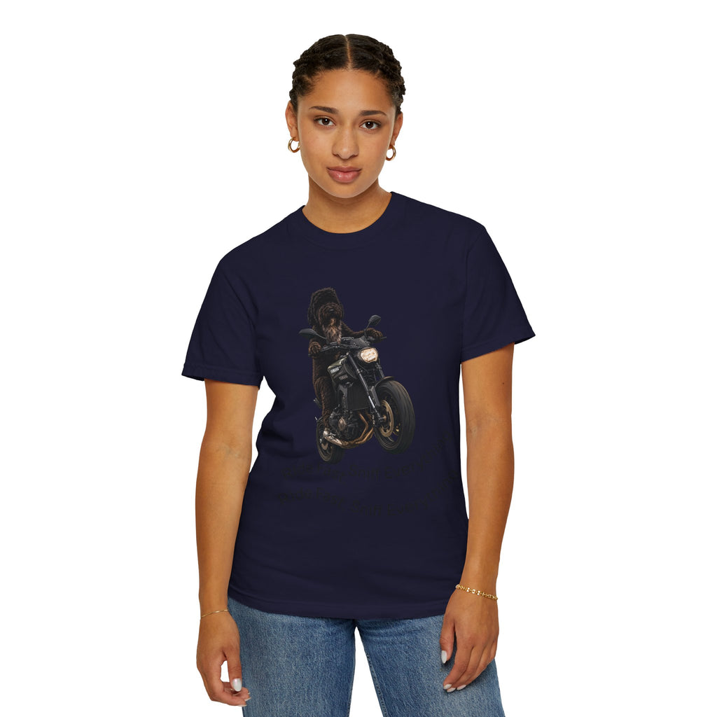 Dog Motorcycle Tee — "Ride Fast, Sniff Everything" Graphic T-Shirt