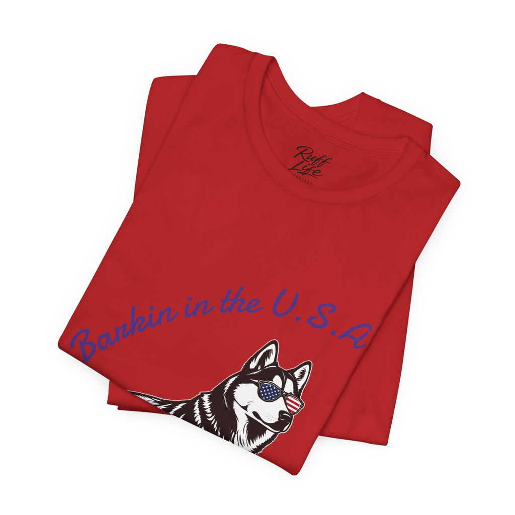 Barkin' in the USA Dog T-Shirt — Funny Patriotic Pup Tee
