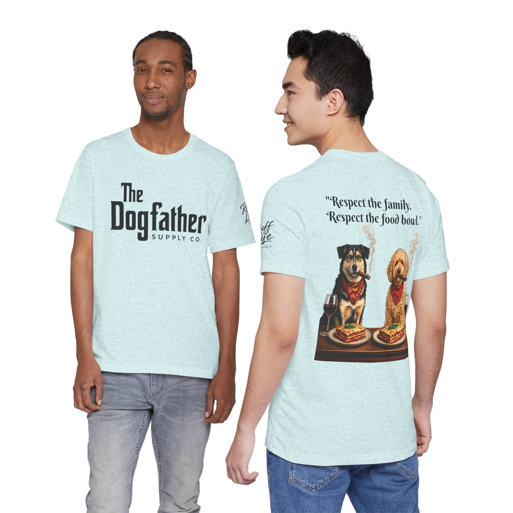 Dogfather T‑Shirt — "Respect the Family, Respect the Food Bowl" Funny Dog Graphic Tee