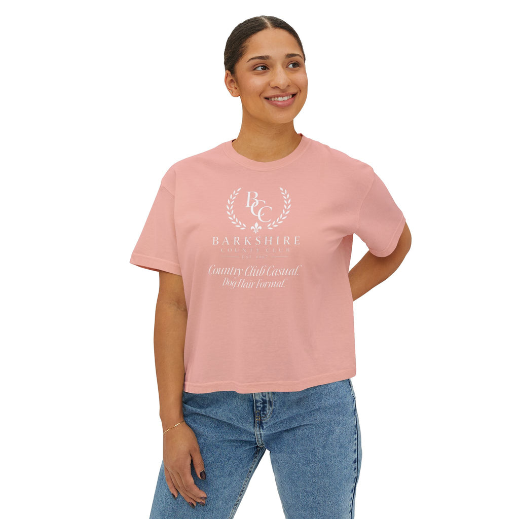 Barnshire CC "Champagne Dogs" Boxy Tee — Cute Dogs & Oysters Graphic