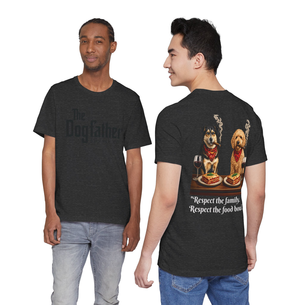 Dogfather T‑Shirt — "Respect the Family, Respect the Food Bowl" Funny Dog Graphic Tee