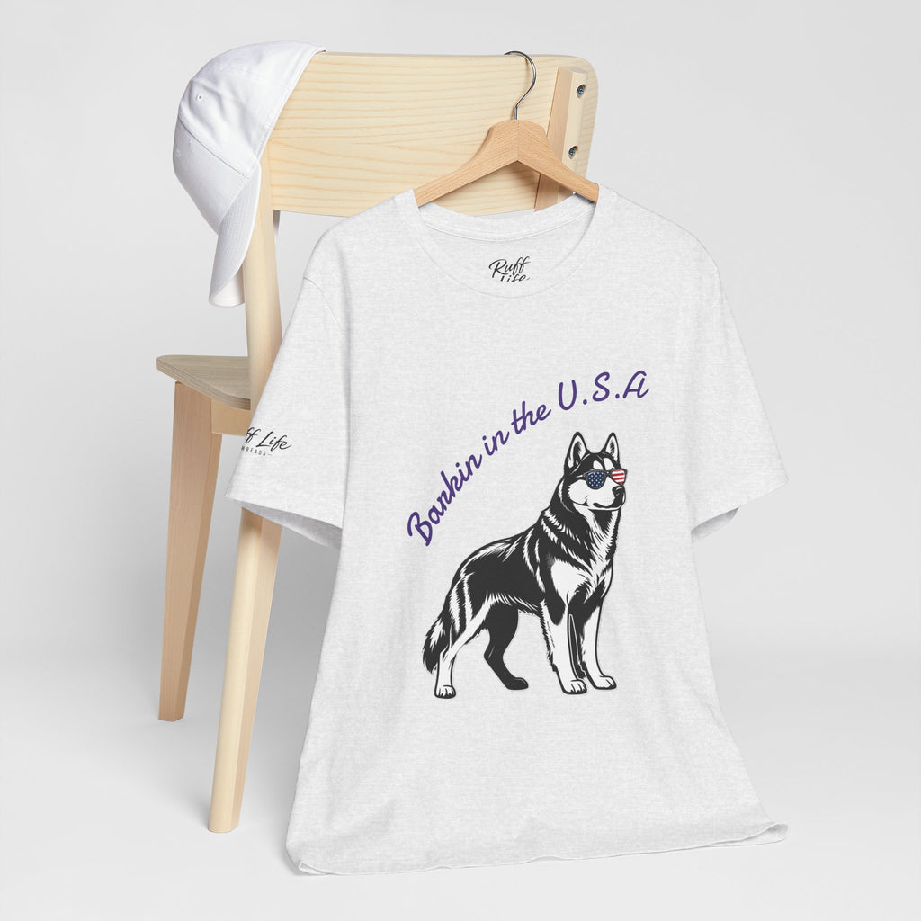 Barkin' in the USA Dog T-Shirt — Funny Patriotic Pup Tee