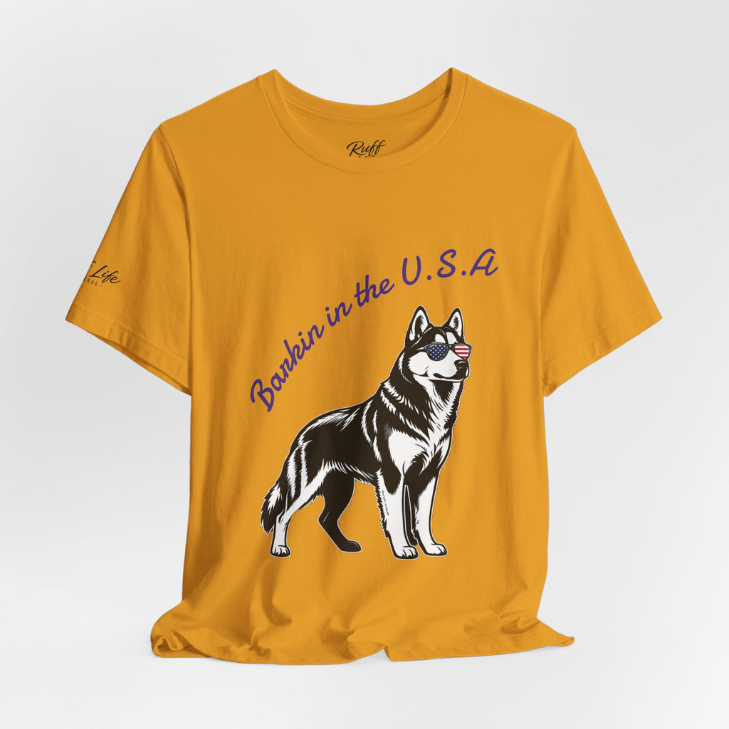 Barkin' in the USA Dog T-Shirt — Funny Patriotic Pup Tee