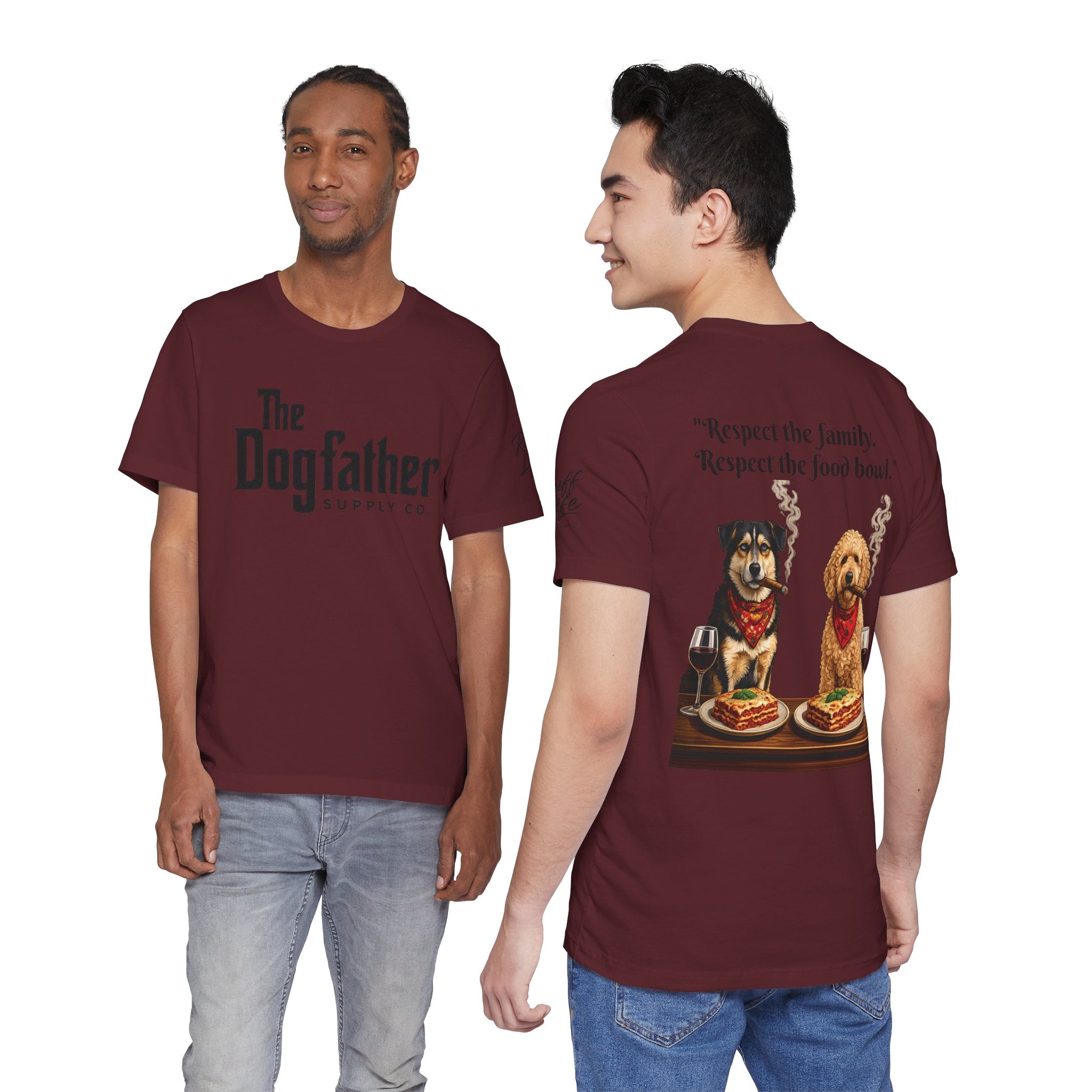 Dogfather T‑Shirt — "Respect the Family, Respect the Food Bowl" Funny Dog Graphic Tee