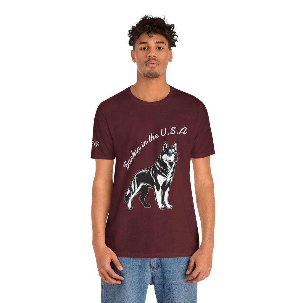 Barkin' in the USA Dog T-Shirt — Funny Patriotic Pup Tee