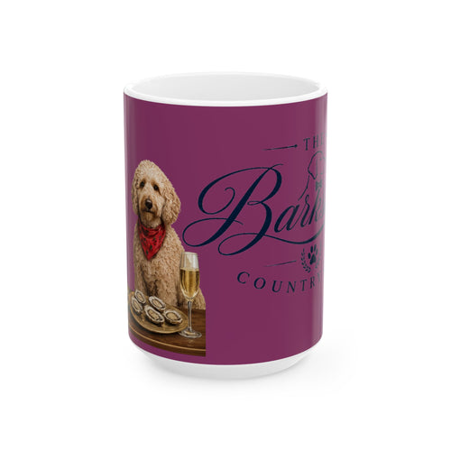 Barkshire CC - Ceramic Coffee Mug – Dog Lover Wine & Oyster Design (11oz, 15oz)