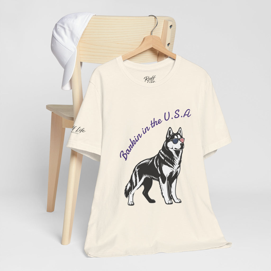 Barkin' in the USA Dog T-Shirt — Funny Patriotic Pup Tee