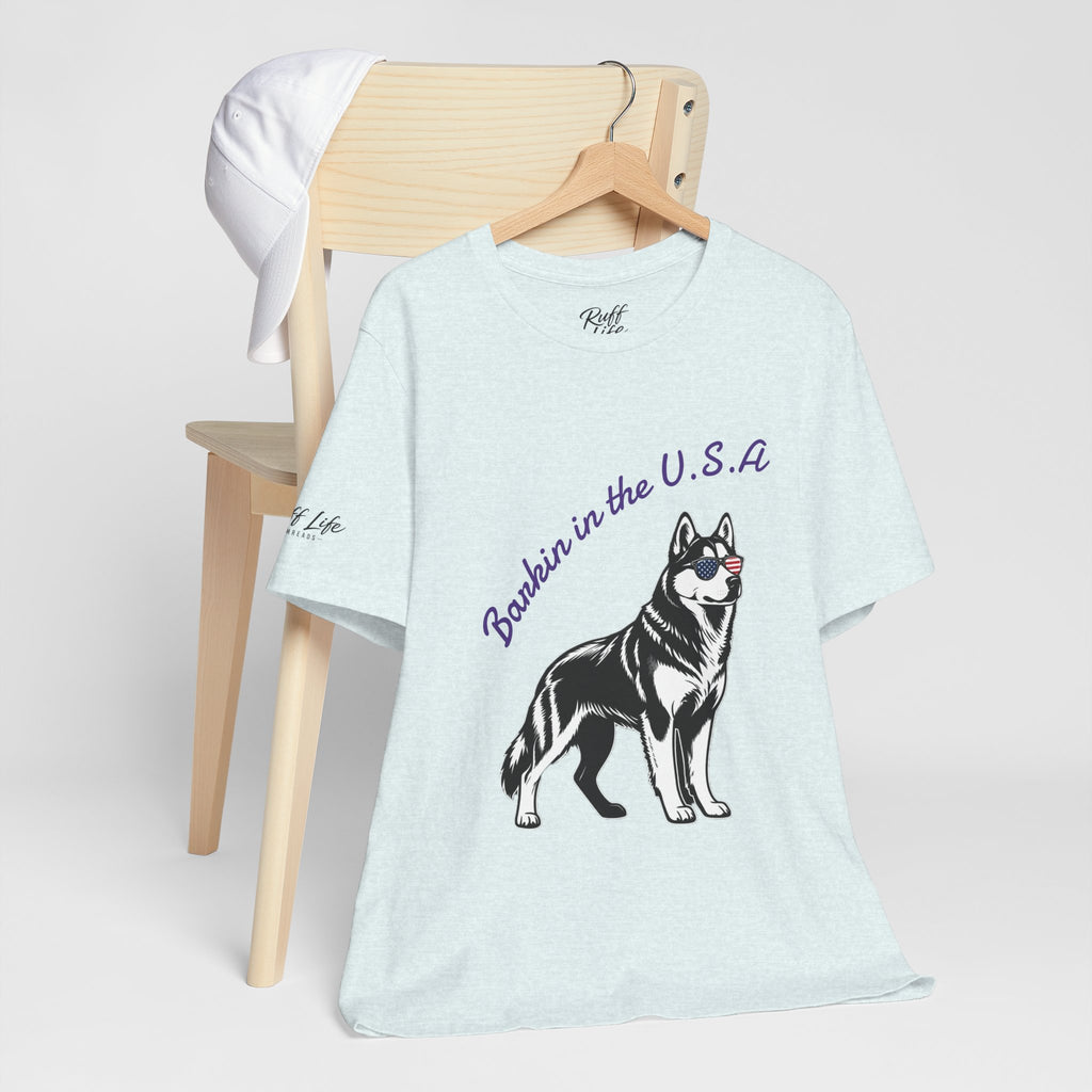 Barkin' in the USA Dog T-Shirt — Funny Patriotic Pup Tee