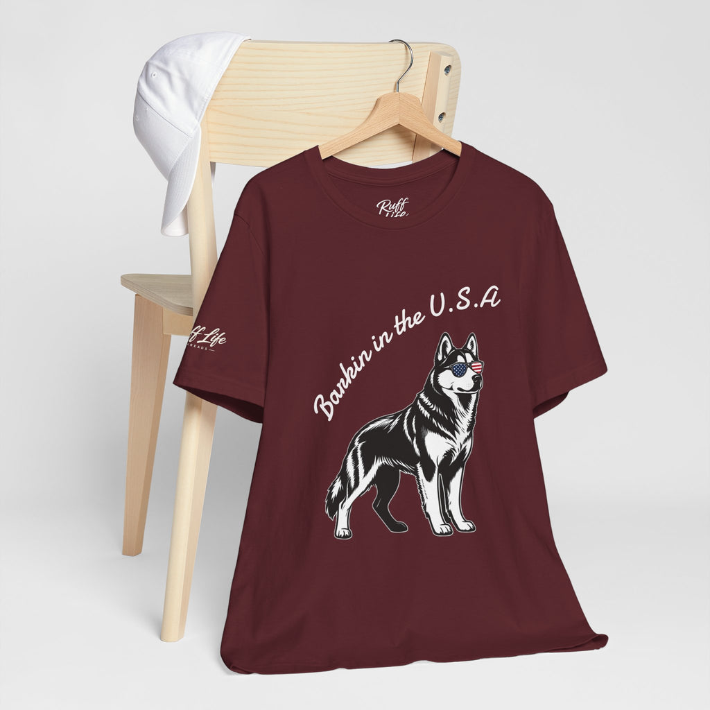 Barkin' in the USA Dog T-Shirt — Funny Patriotic Pup Tee