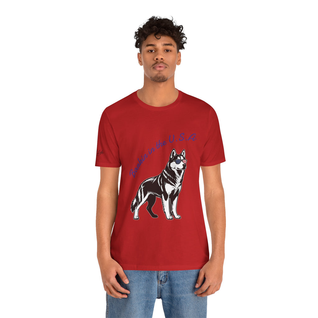 Barkin' in the USA Dog T-Shirt — Funny Patriotic Pup Tee
