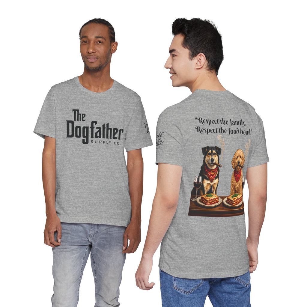Dogfather T‑Shirt — "Respect the Family, Respect the Food Bowl" Funny Dog Graphic Tee