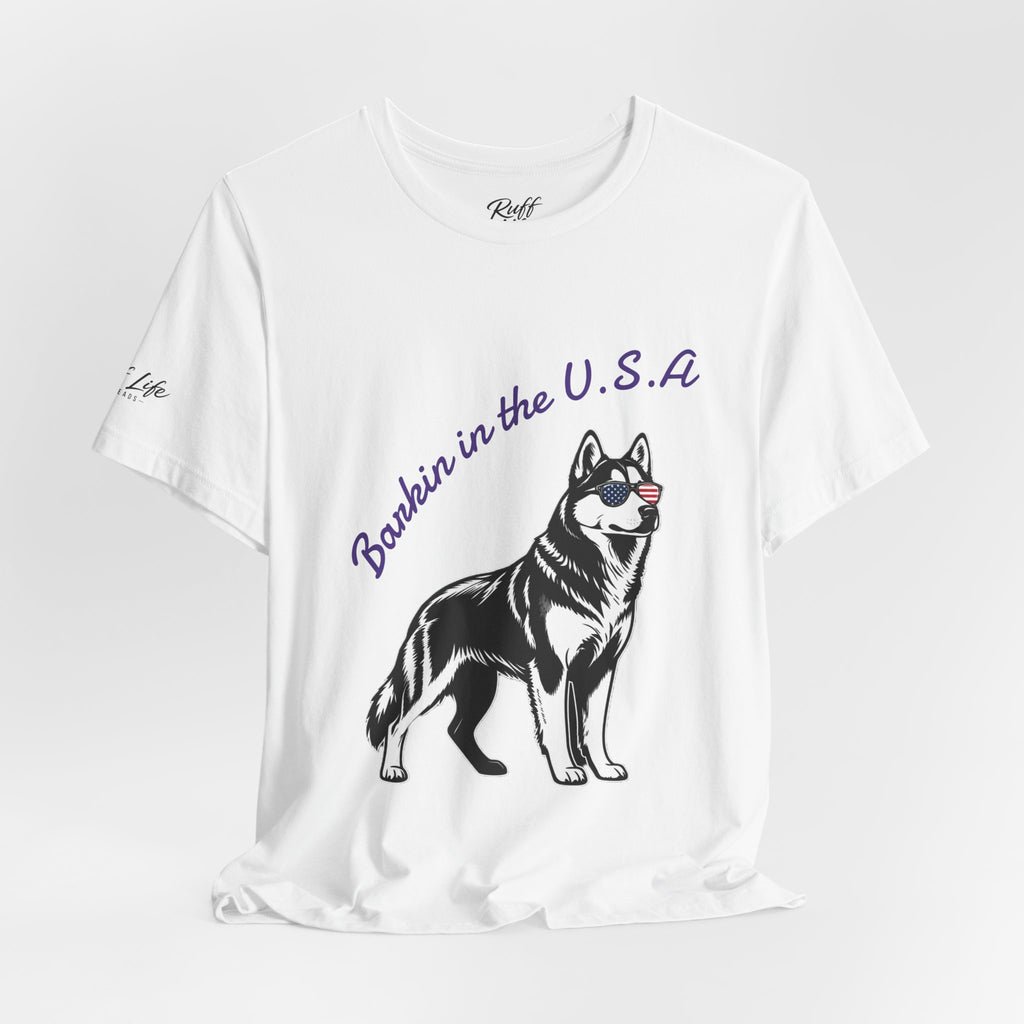 Barkin' in the USA Dog T-Shirt — Funny Patriotic Pup Tee
