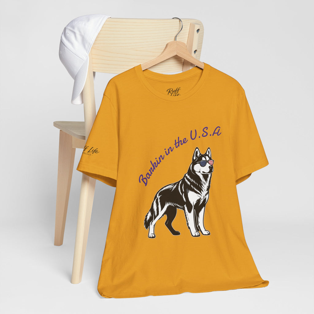 Barkin' in the USA Dog T-Shirt — Funny Patriotic Pup Tee