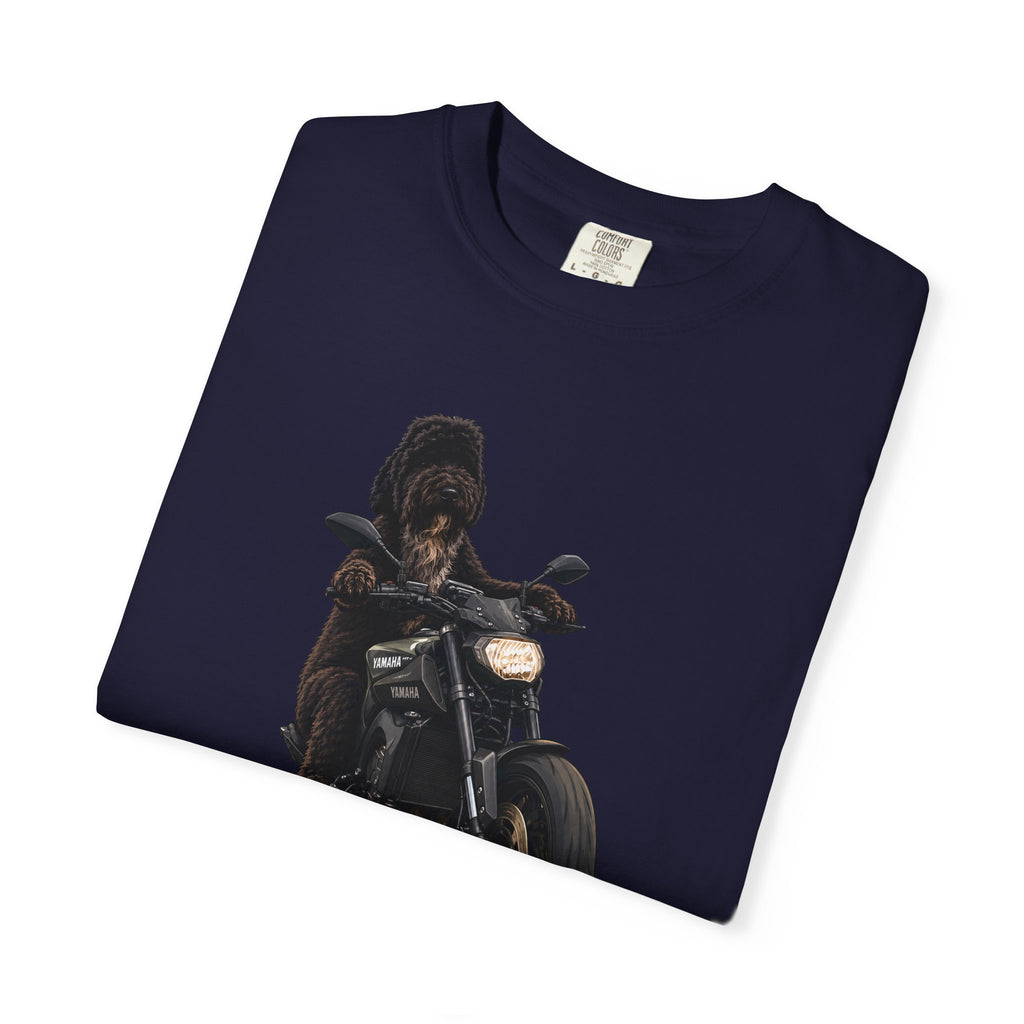 Dog Motorcycle Tee — "Ride Fast, Sniff Everything" Graphic T-Shirt