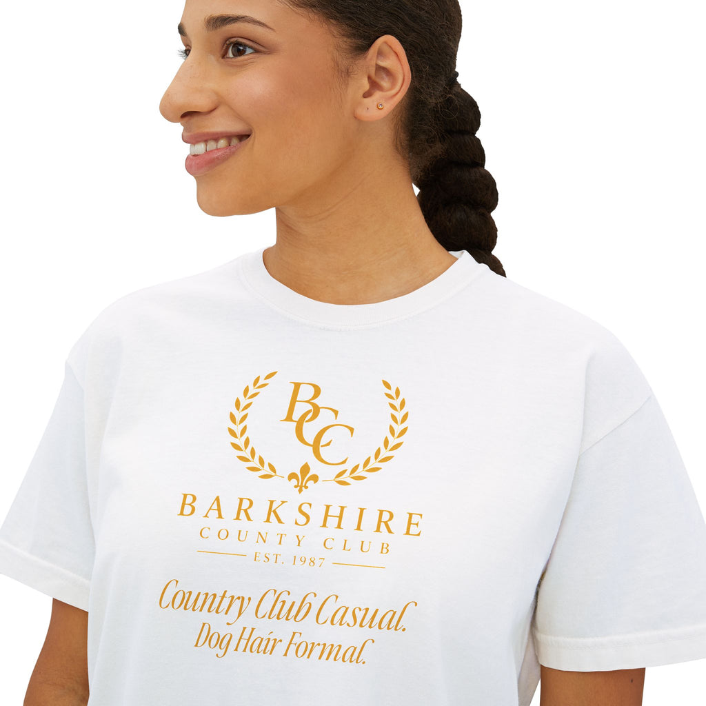 Barnshire CC "Champagne Dogs" Boxy Tee — Cute Dogs & Oysters Graphic