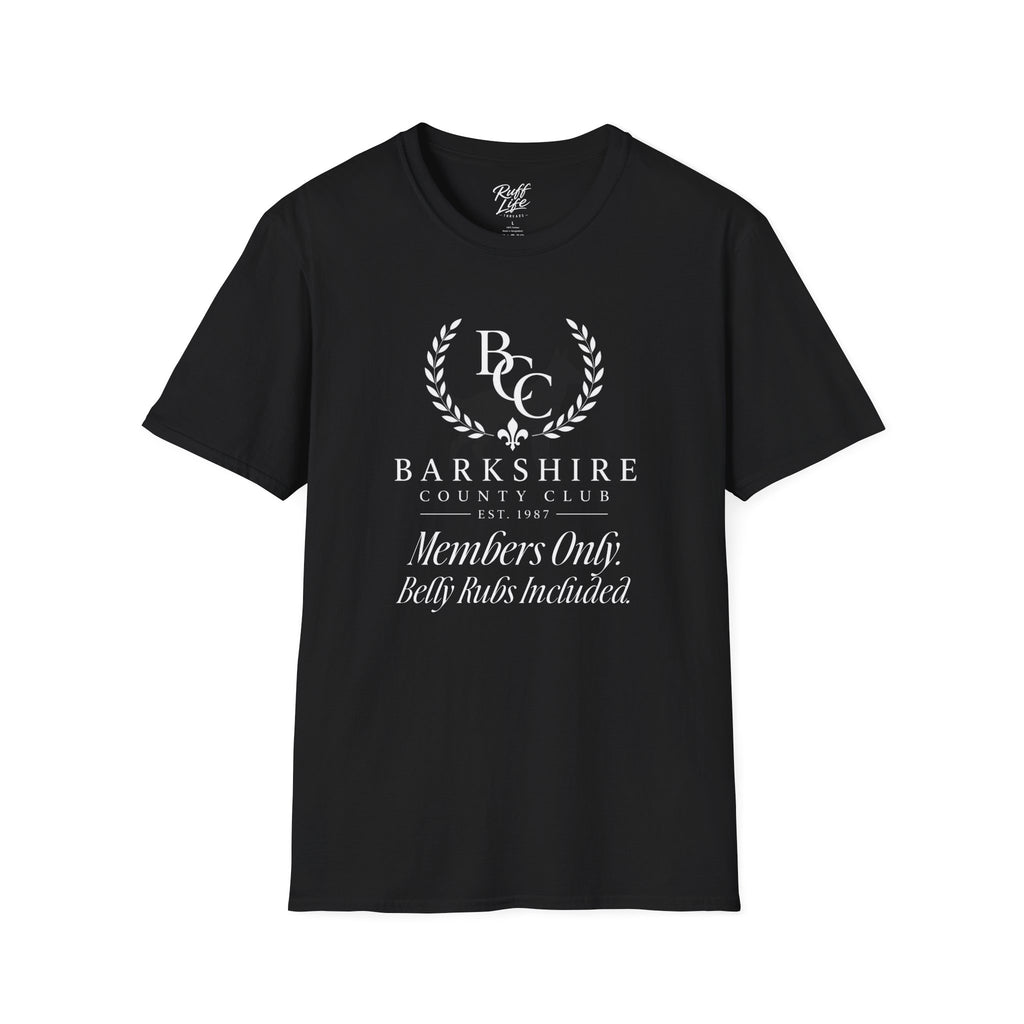 Barkshire County Club T-Shirt — 'Members Only: Belly Rubs Included' Club Tee