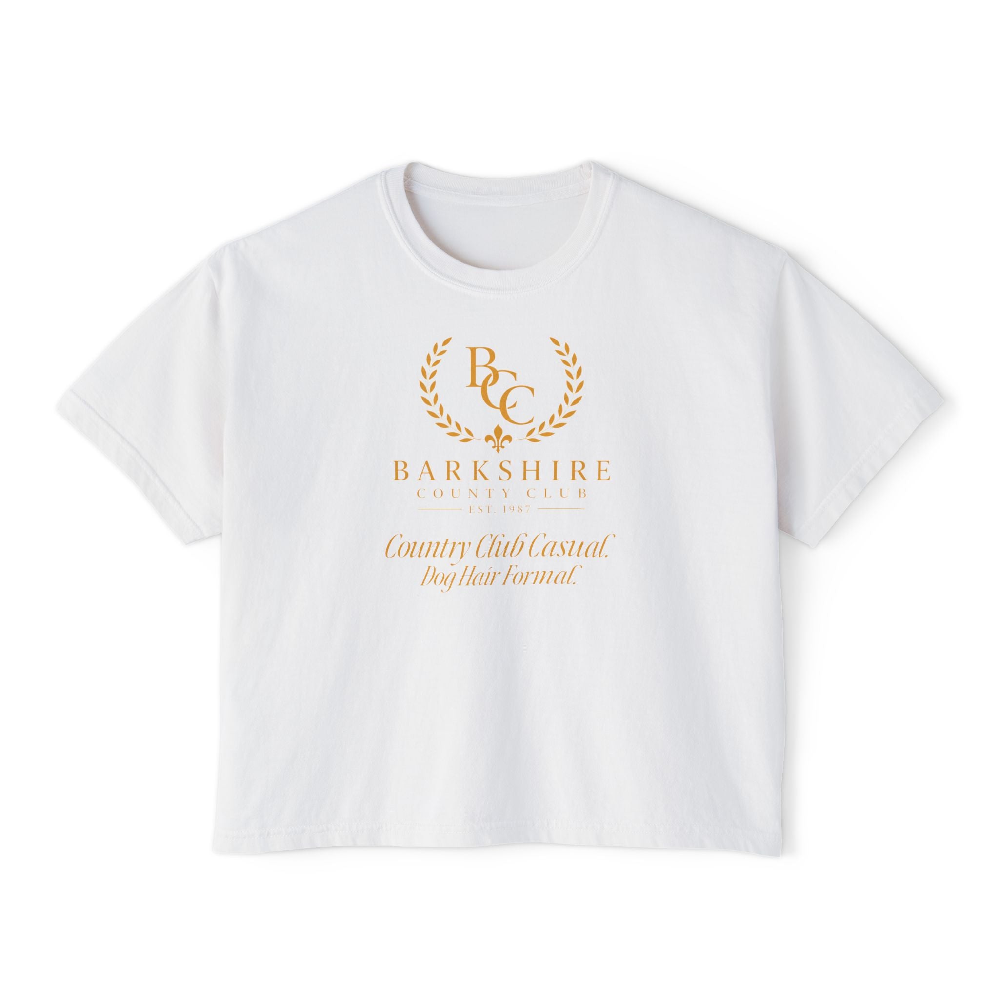 Barnshire CC "Champagne Dogs" Boxy Tee — Cute Dogs & Oysters Graphic