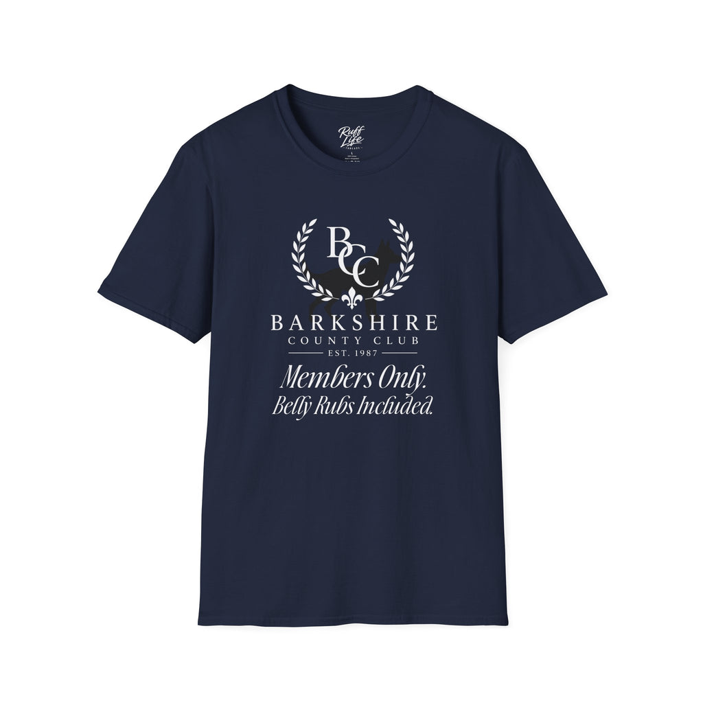 Barkshire County Club T-Shirt — 'Members Only: Belly Rubs Included' Club Tee