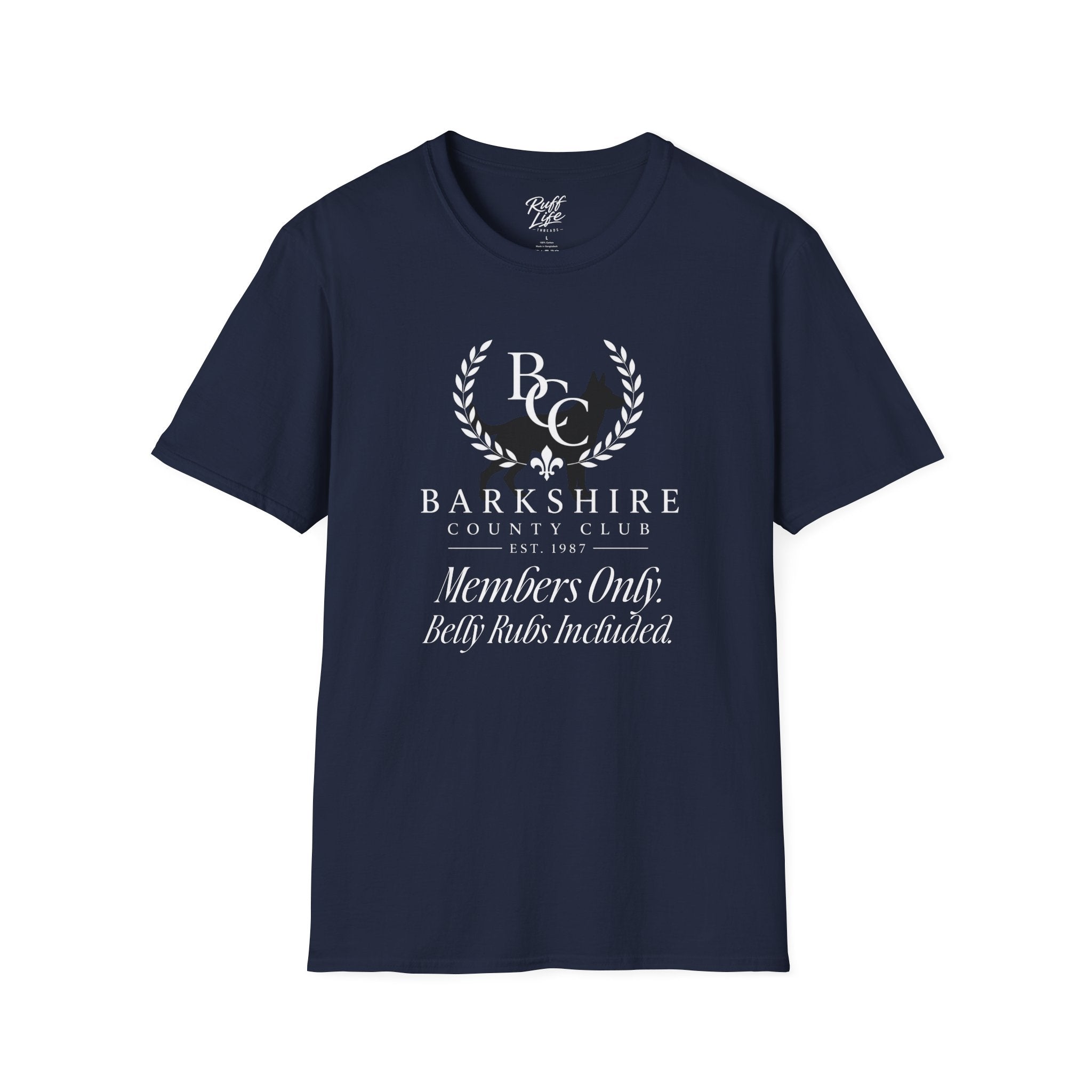 Barkshire County Club T-Shirt — 'Members Only: Belly Rubs Included' Club Tee