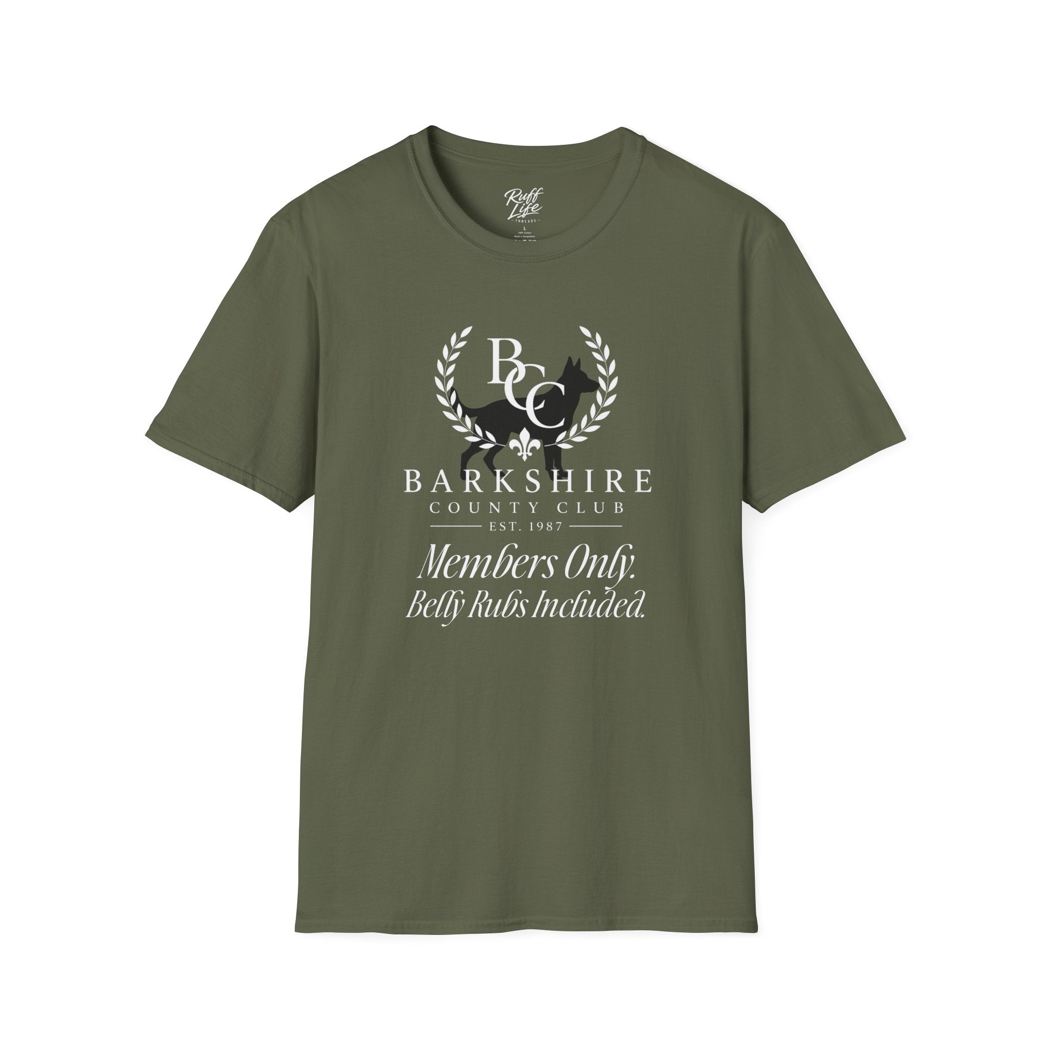 Barkshire County Club T-Shirt — 'Members Only: Belly Rubs Included' Club Tee