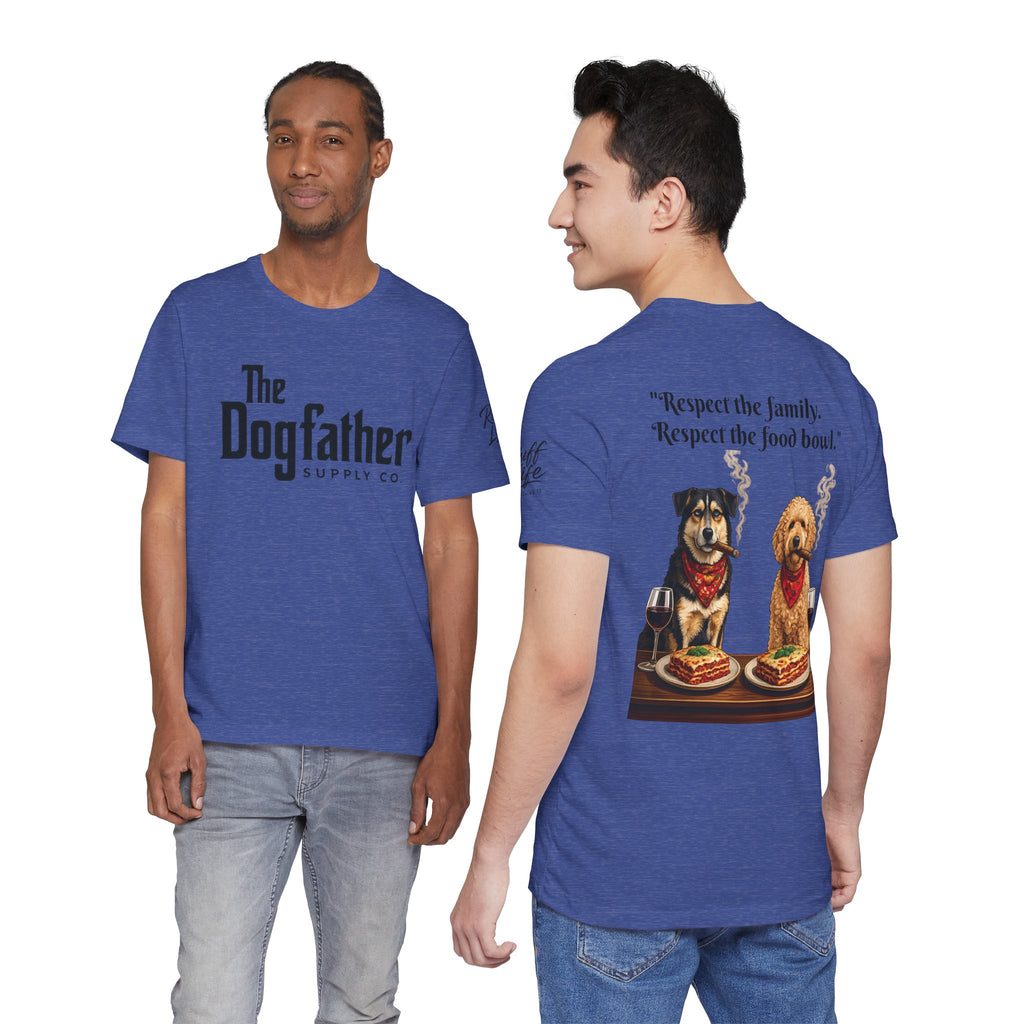 Dogfather T‑Shirt — "Respect the Family, Respect the Food Bowl" Funny Dog Graphic Tee