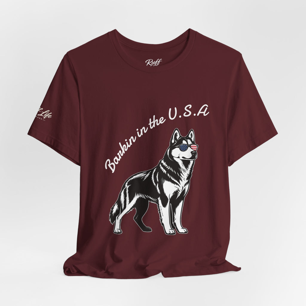 Barkin' in the USA Dog T-Shirt — Funny Patriotic Pup Tee