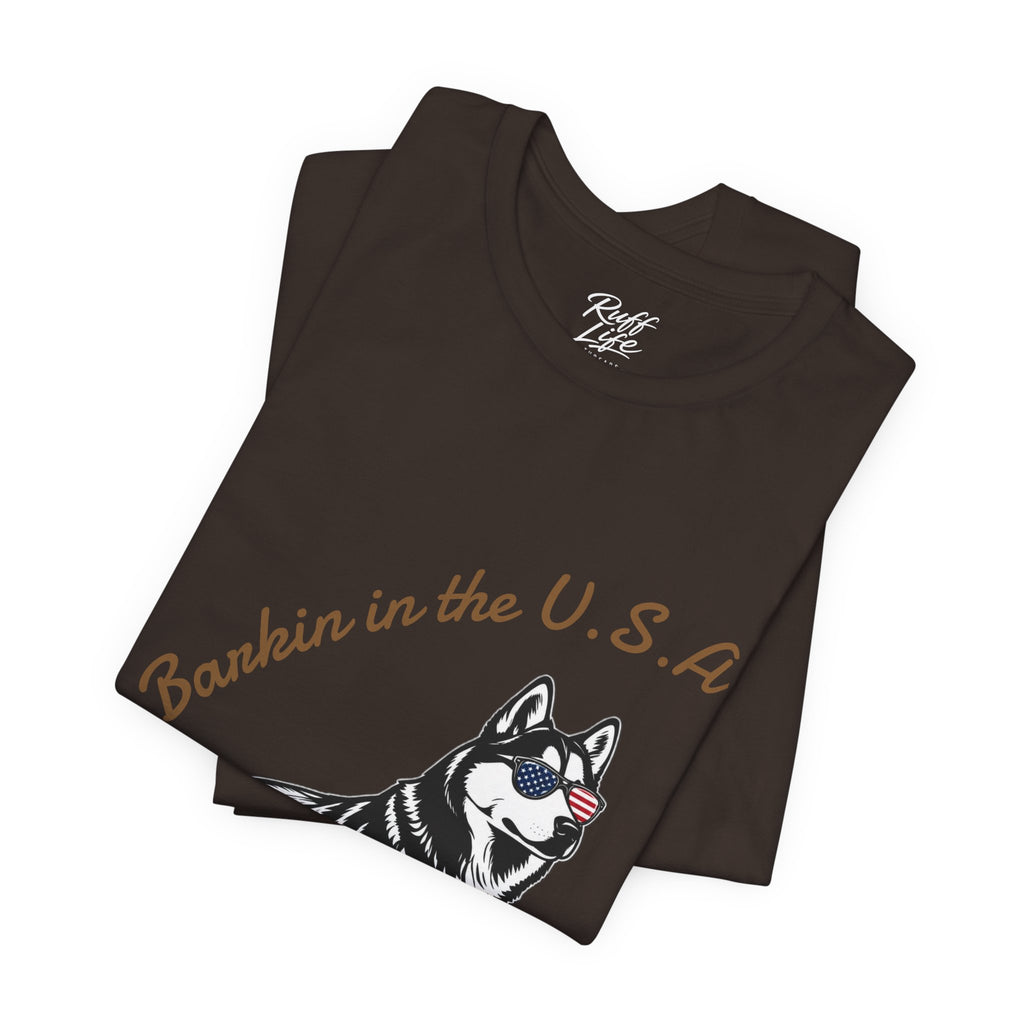 Barkin' in the USA Dog T-Shirt — Funny Patriotic Pup Tee