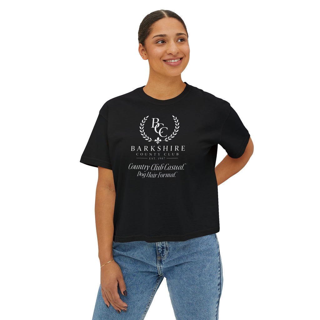 Barnshire CC "Champagne Dogs" Boxy Tee — Cute Dogs & Oysters Graphic