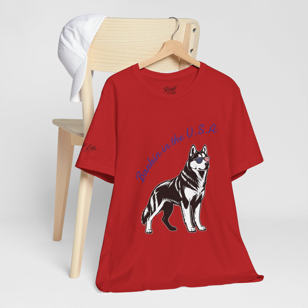Barkin' in the USA Dog T-Shirt — Funny Patriotic Pup Tee