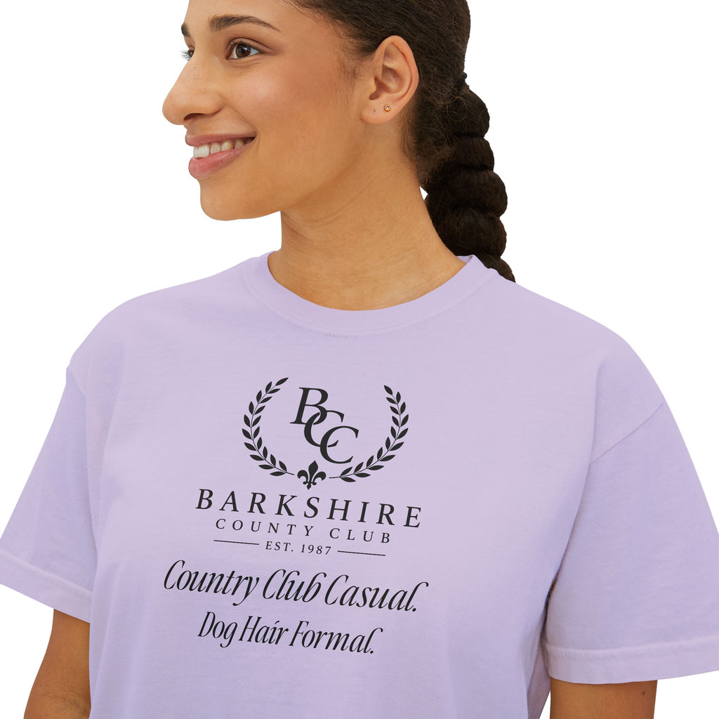 Barnshire CC "Champagne Dogs" Boxy Tee — Cute Dogs & Oysters Graphic