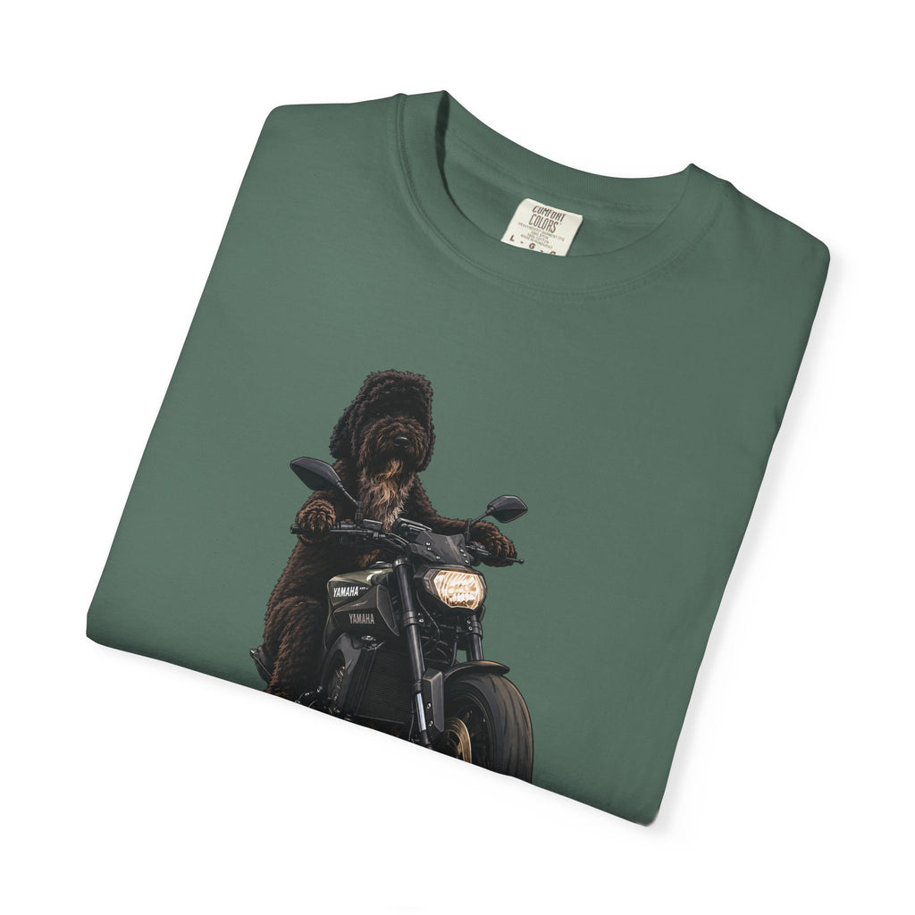 Dog Motorcycle Tee — "Ride Fast, Sniff Everything" Graphic T-Shirt