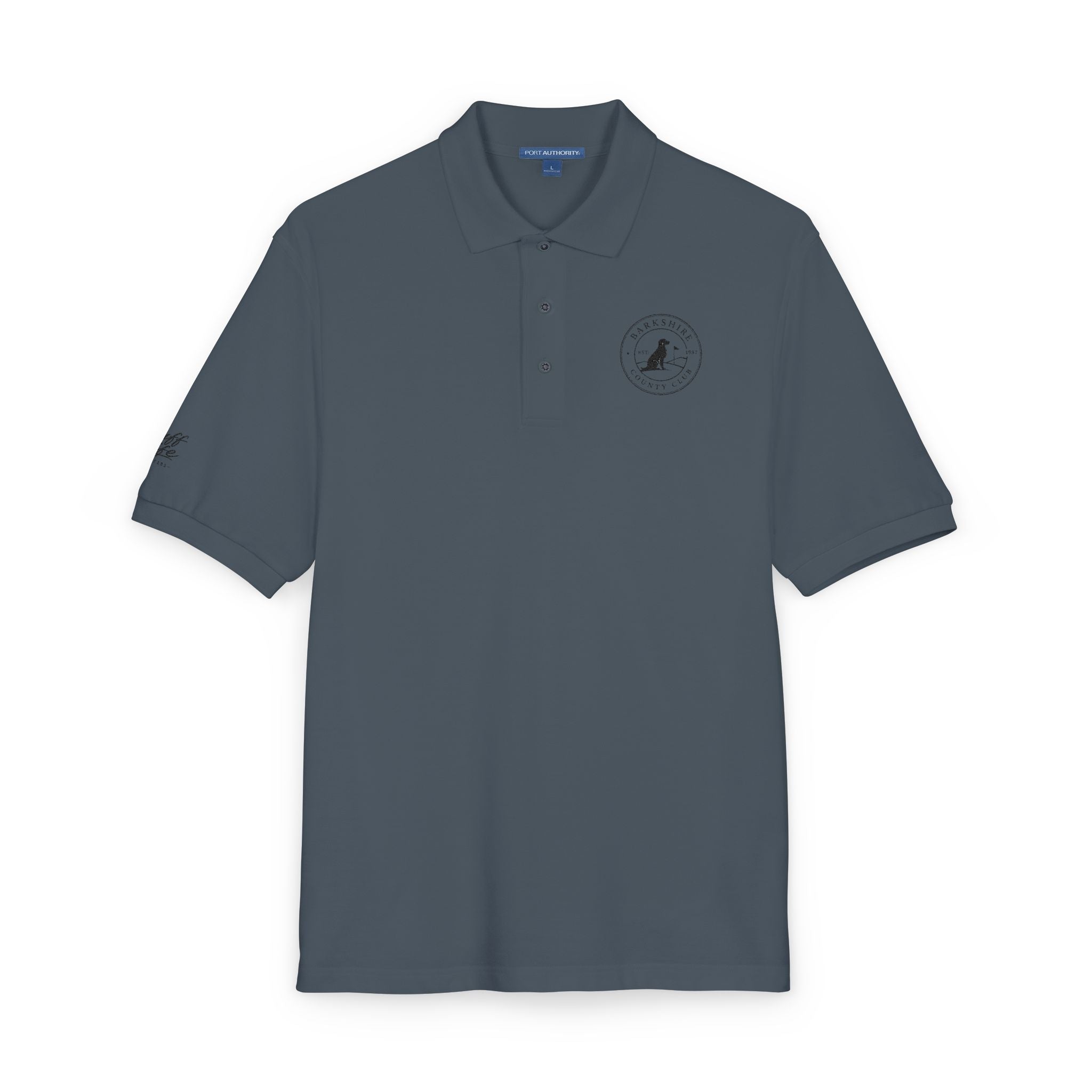 Embroidered "Barkshire Country Club" Golf Polo Shirt — Classic Short-Sleeve Collared Tee