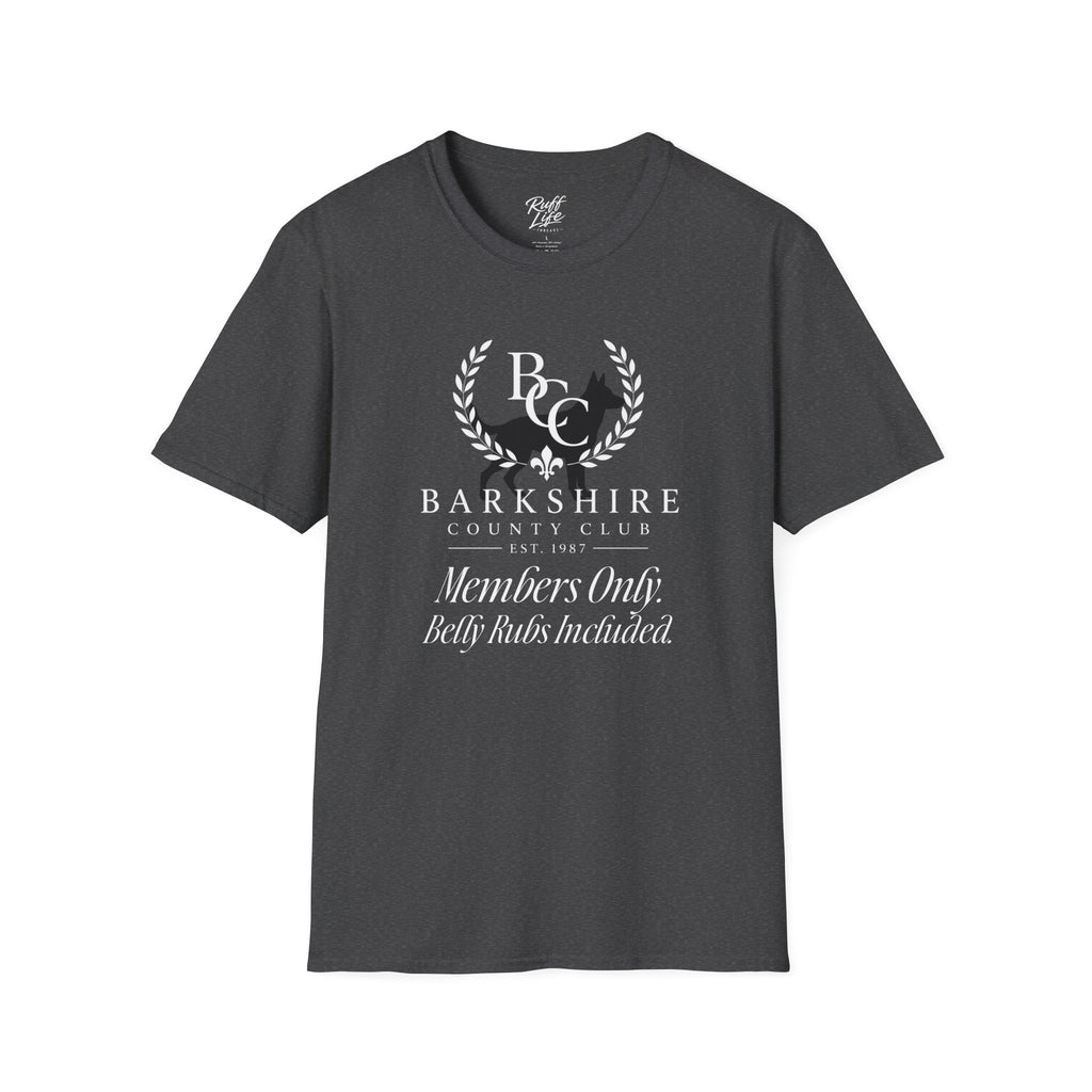 Barkshire County Club T-Shirt — 'Members Only: Belly Rubs Included' Club Tee