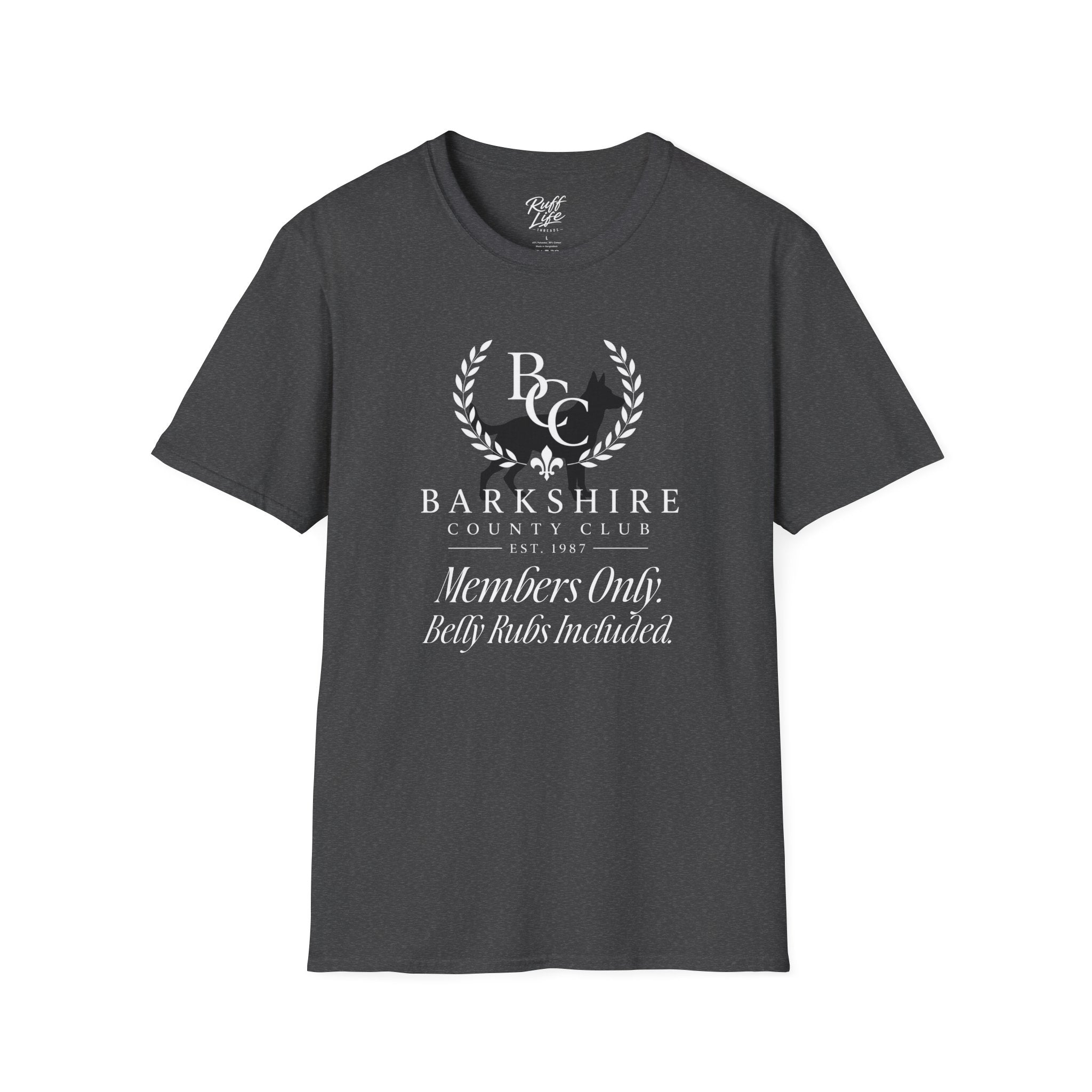 Barkshire County Club T-Shirt — 'Members Only: Belly Rubs Included' Club Tee