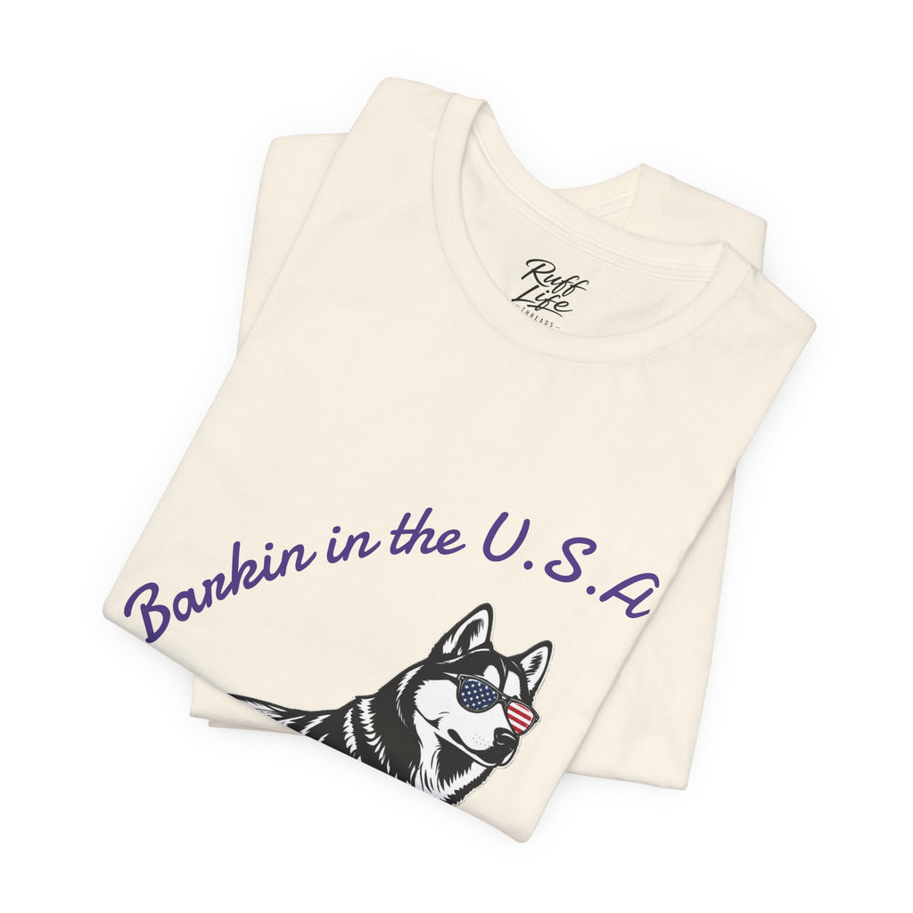 Barkin' in the USA Dog T-Shirt — Funny Patriotic Pup Tee