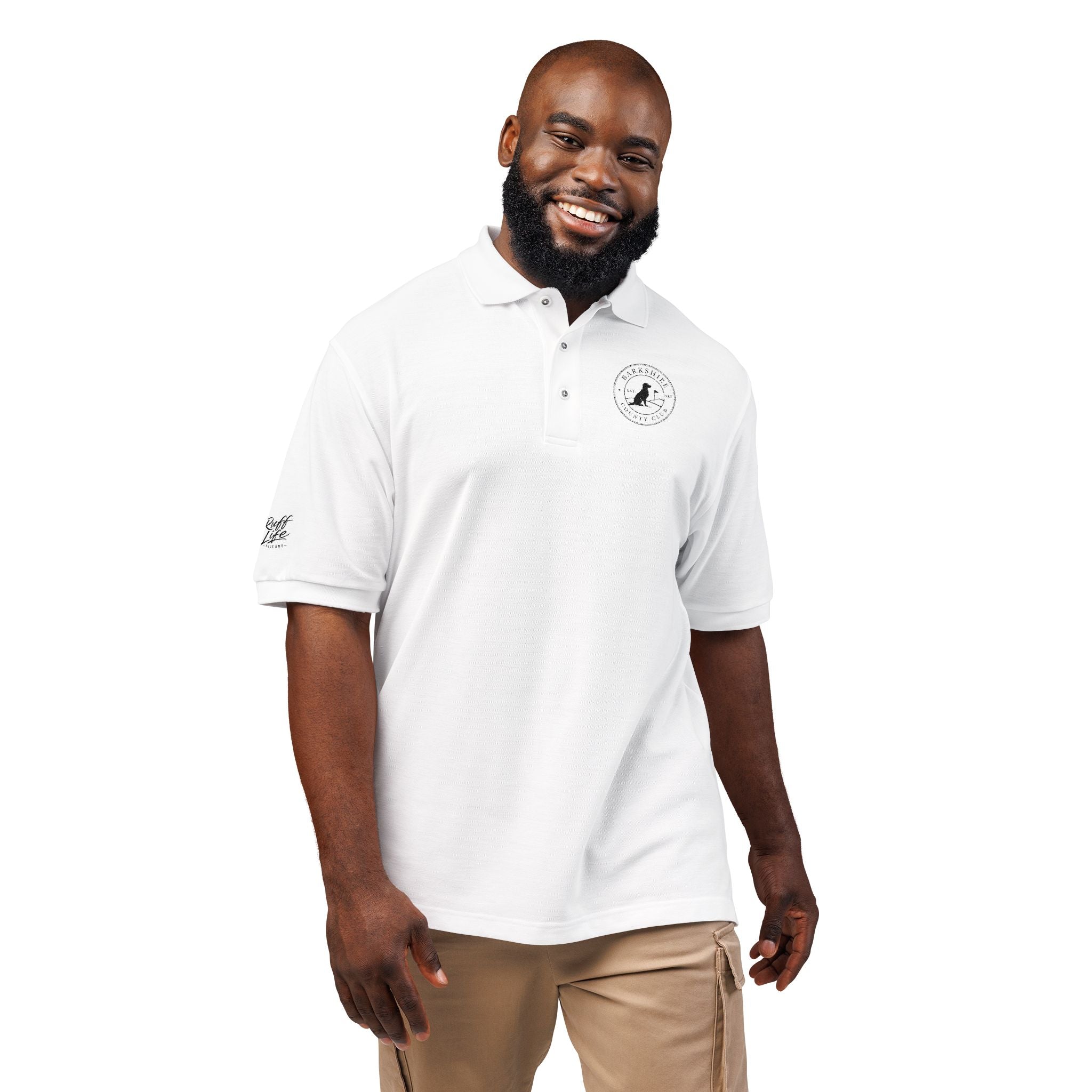 Embroidered "Barkshire Country Club" Golf Polo Shirt — Classic Short-Sleeve Collared Tee