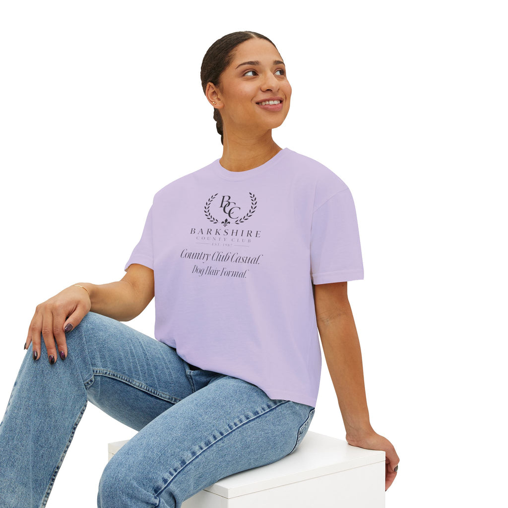 Barnshire CC "Champagne Dogs" Boxy Tee — Cute Dogs & Oysters Graphic