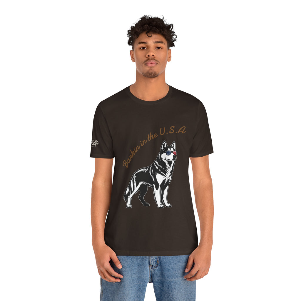 Barkin' in the USA Dog T-Shirt — Funny Patriotic Pup Tee