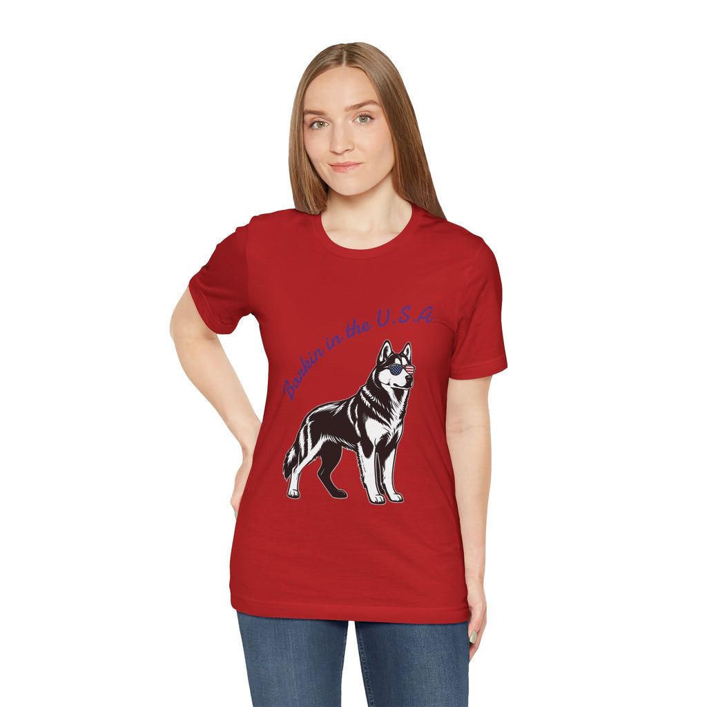 Barkin' in the USA Dog T-Shirt — Funny Patriotic Pup Tee
