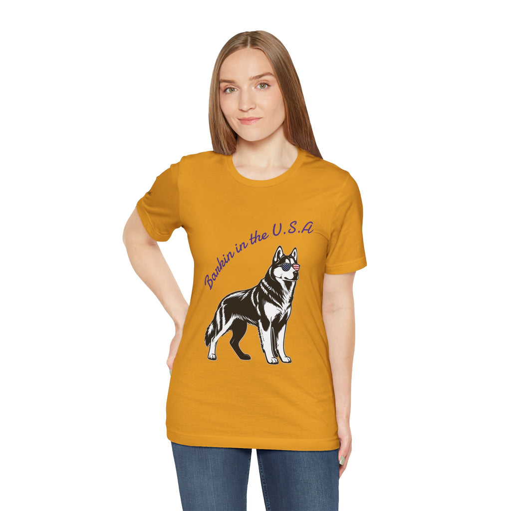 Barkin' in the USA Dog T-Shirt — Funny Patriotic Pup Tee
