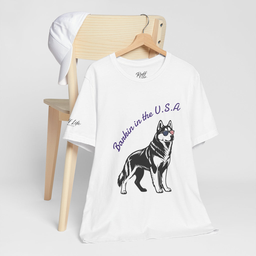 Barkin' in the USA Dog T-Shirt — Funny Patriotic Pup Tee