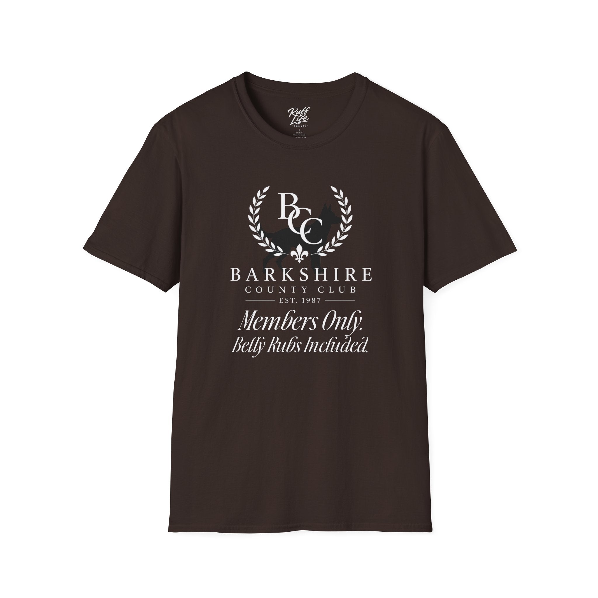 Barkshire County Club T-Shirt — 'Members Only: Belly Rubs Included' Club Tee